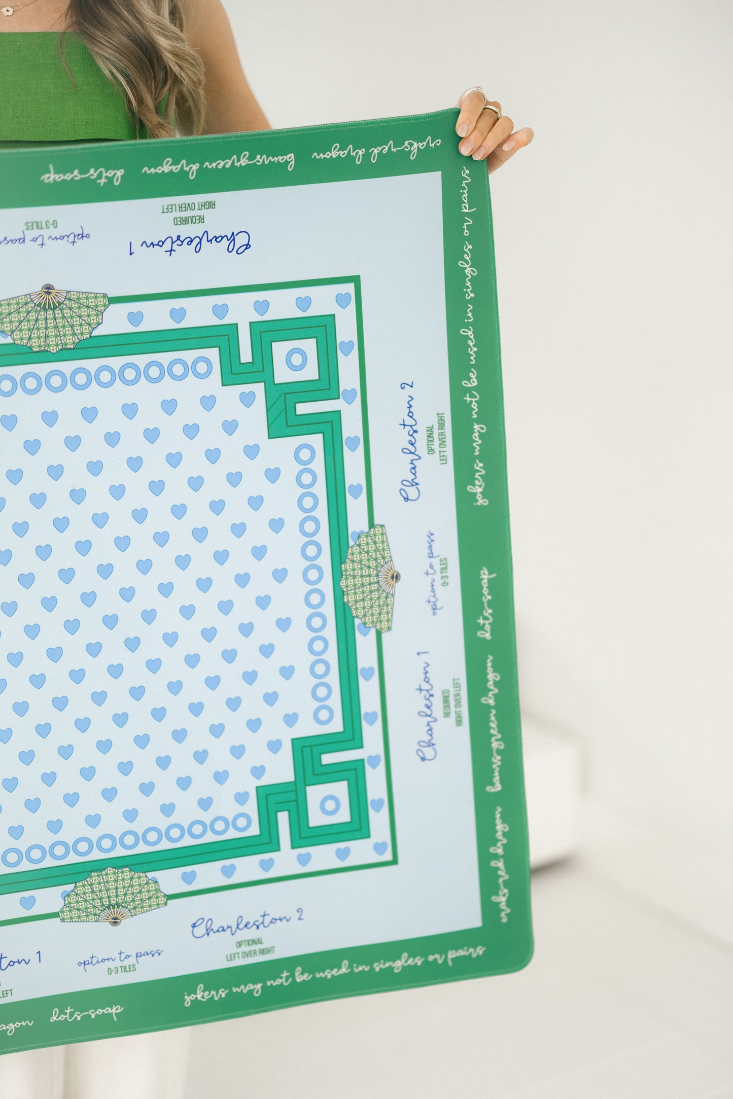 The Stitched Hearts Mahjong Mat