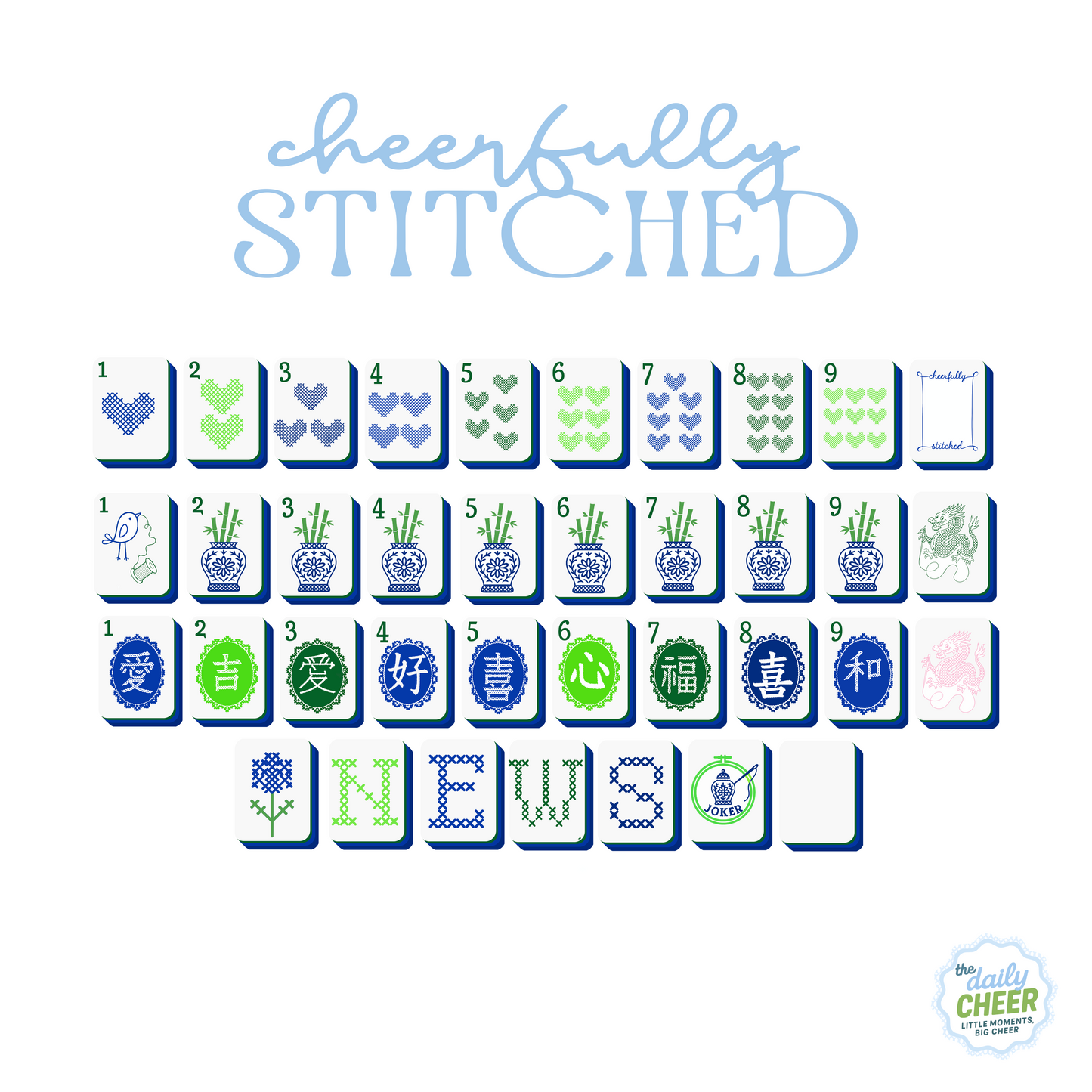 SEPTEMBER PRE-ORDER: The Cheerfully Stitched Mahjong Tiles